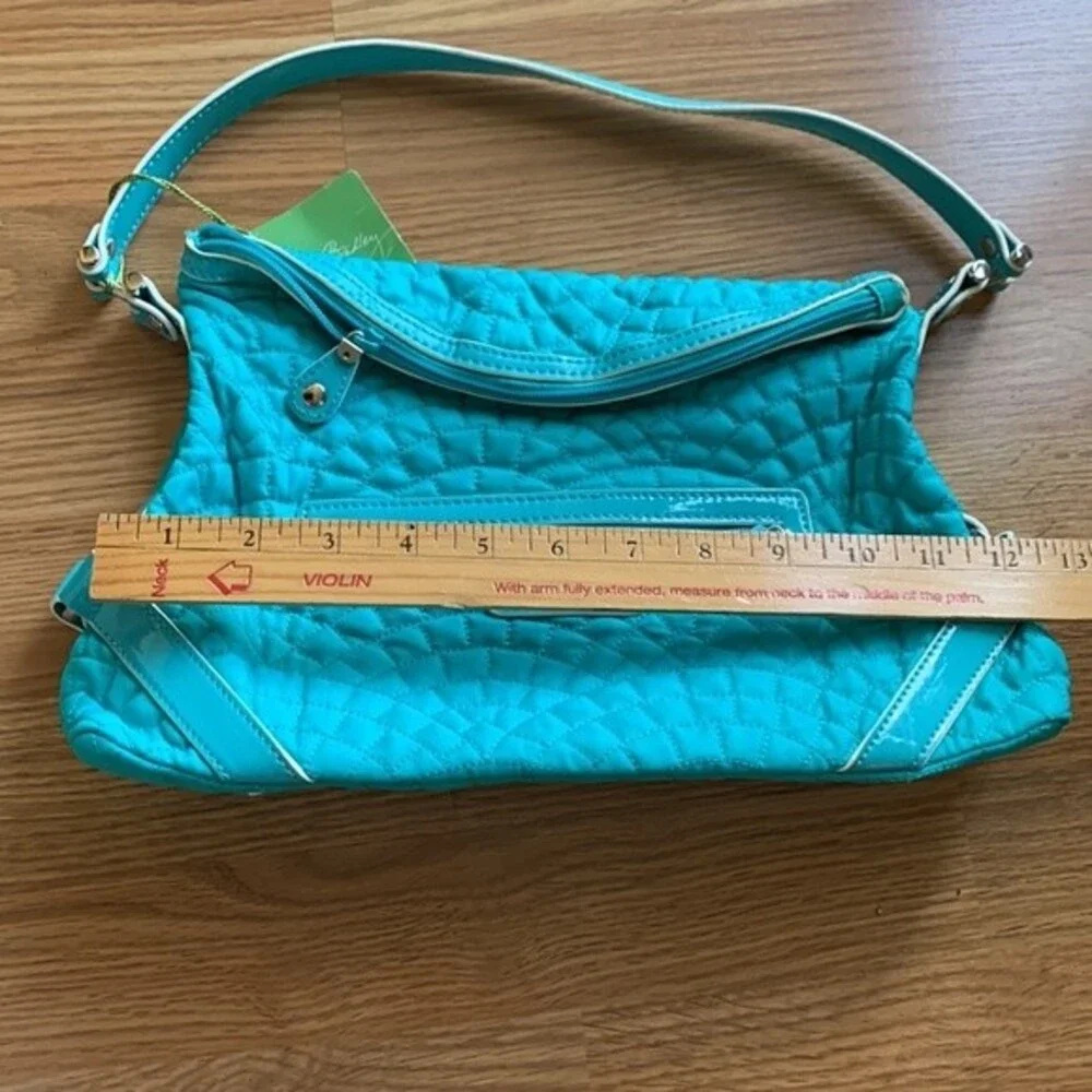 Vera Bradley NWT Turquoise Quilted Patent Leather Detail Hobo Shoulder Bag